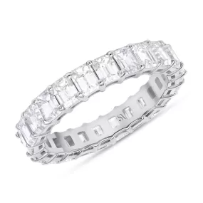 18K White Gold Emerald Cut Eternity Ring, 4.18ct