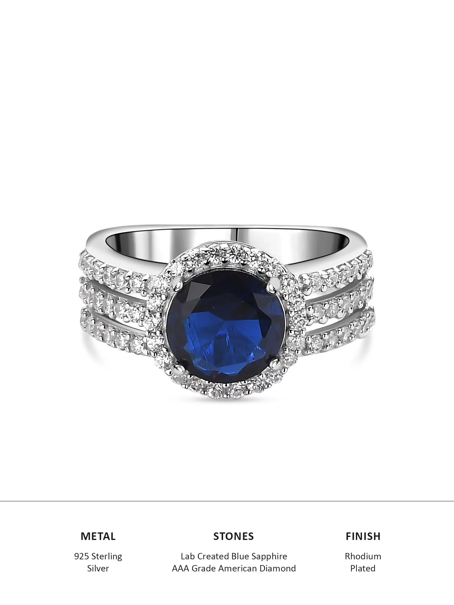 2 Carat Blue Sapphire Engagement Ring For Women In Silver