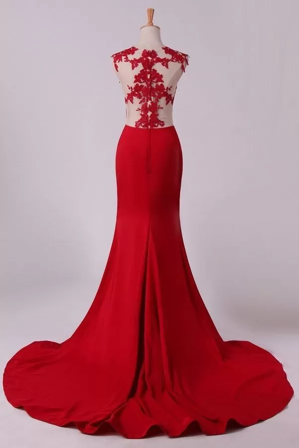 2024 Red Scoop Mermaid Prom Dresses PZSFA2LT