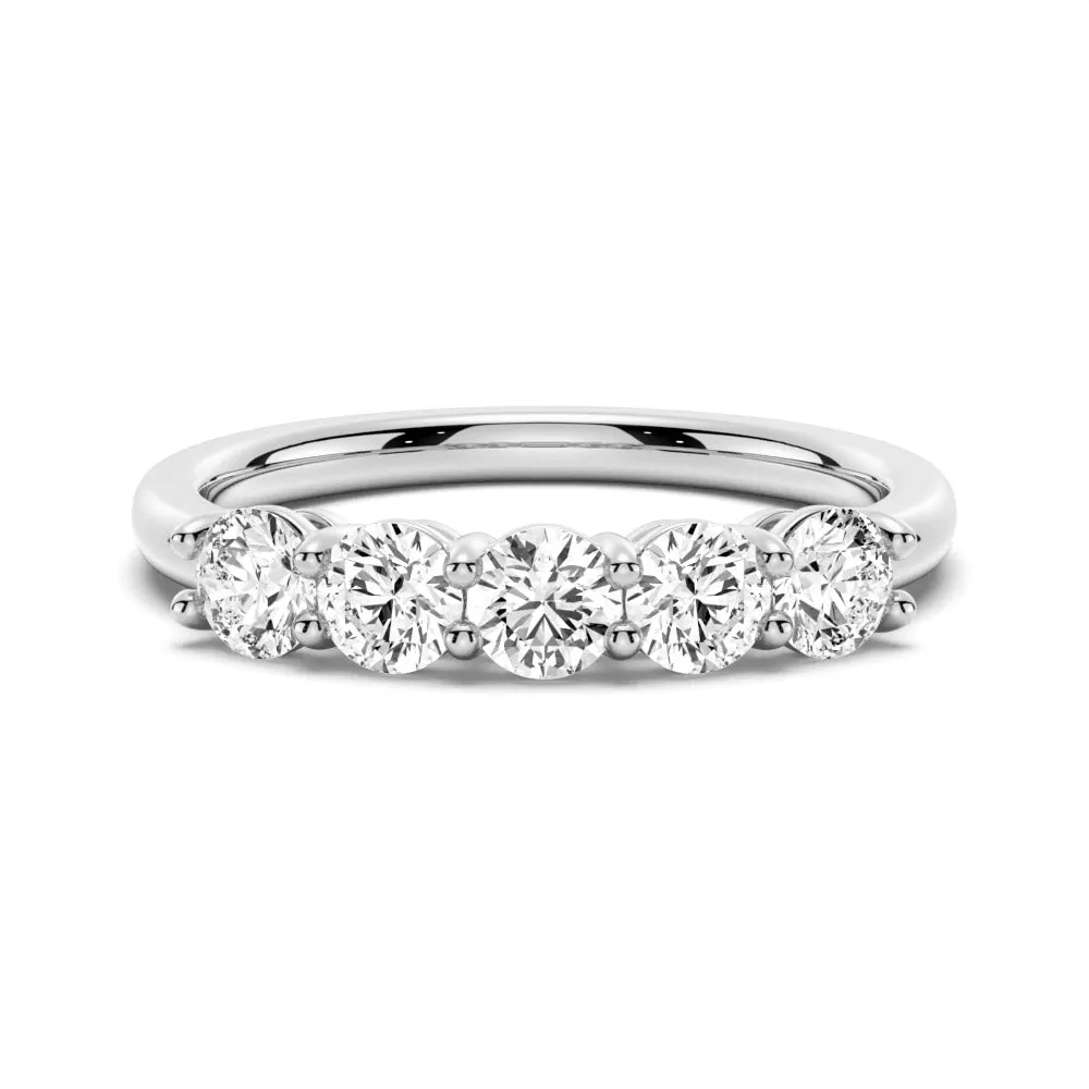 3.75mm 5 Stone Shared Prong Moissanite Anniversary Band