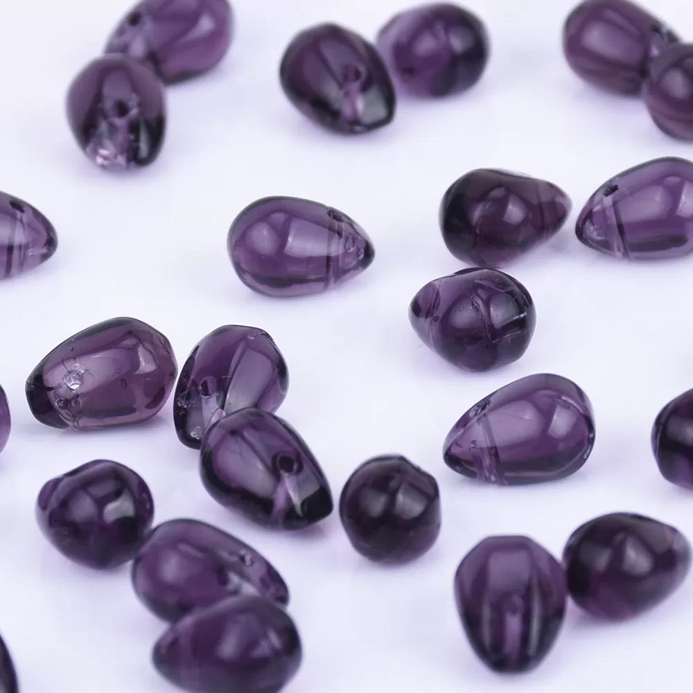 6*9mm Glass Teardrop Beads Czech beads Glass drop Beads Glass Beads Tiny Drops Seed Beads purple 50pcs