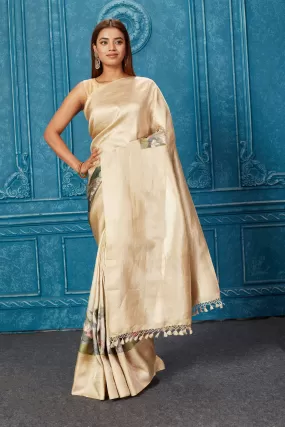 91A271 Golden Floral Kanjivaram Saree