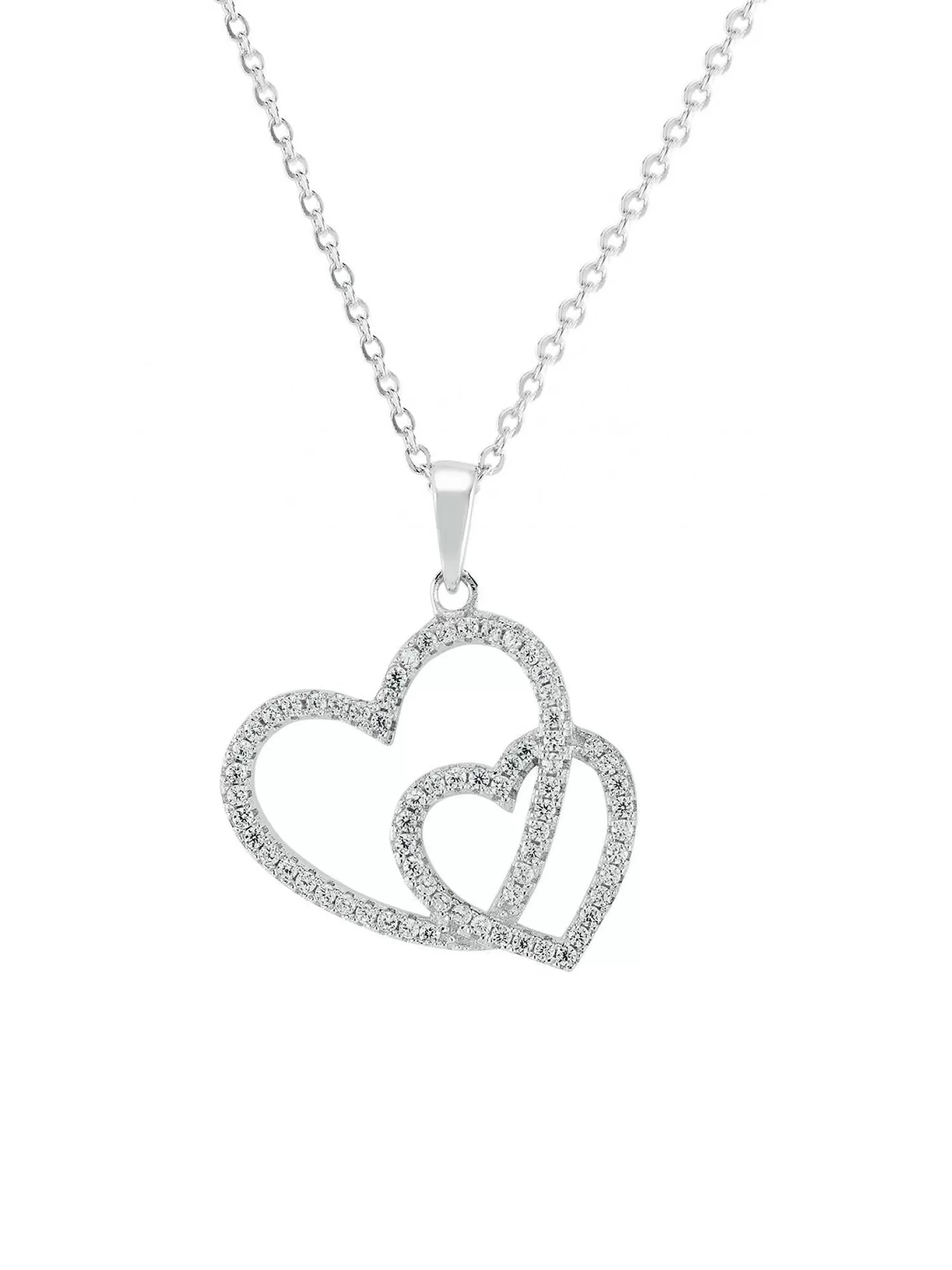 925 Silver Cubic Zirconia Heart And Heart Pendant