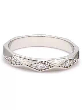 925 Sterling Silver American Diamond Band Ring For Womens