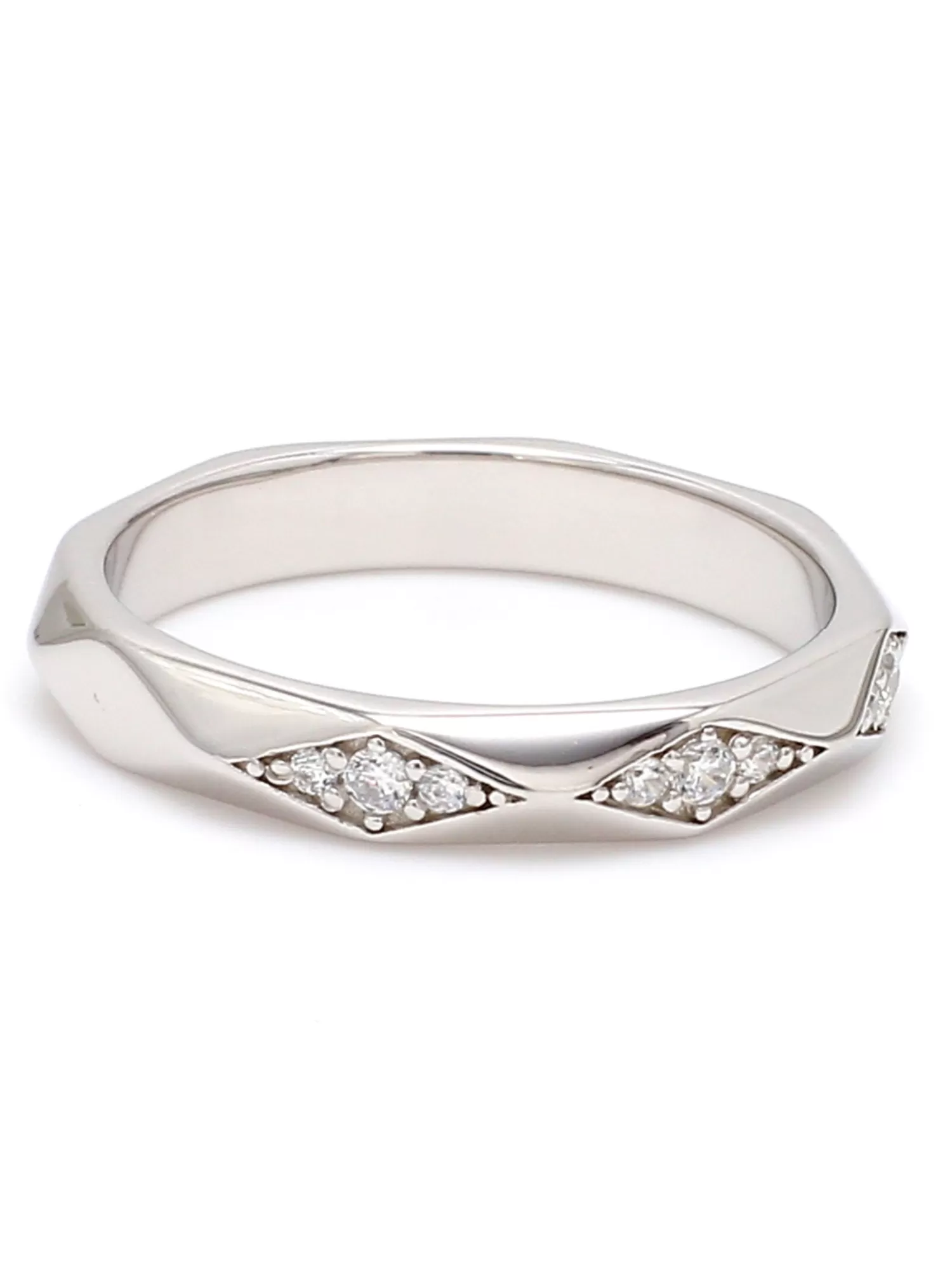 925 Sterling Silver American Diamond Band Ring For Womens