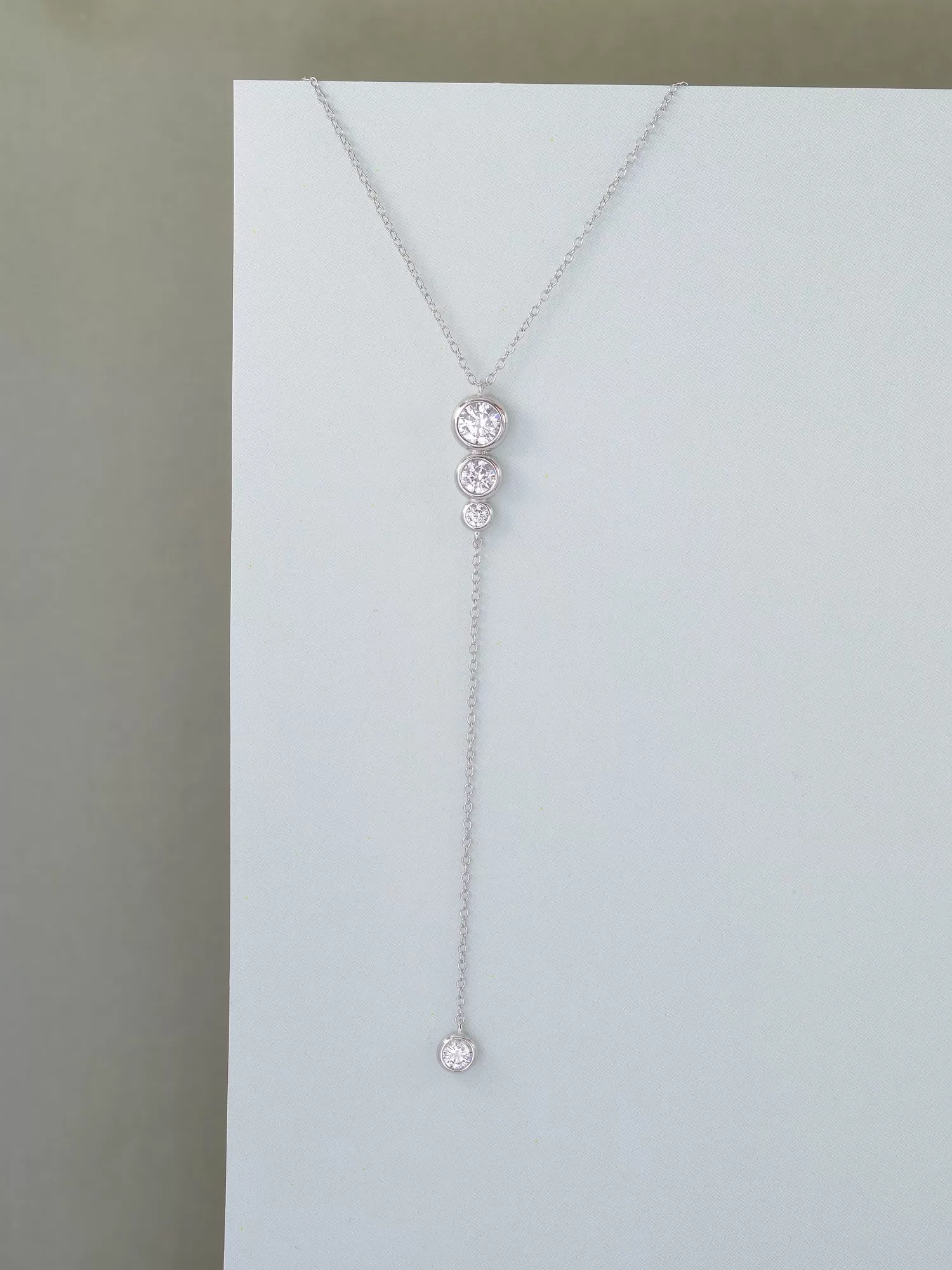 AAA American Diamond Y Shape Necklace In 925 Silver