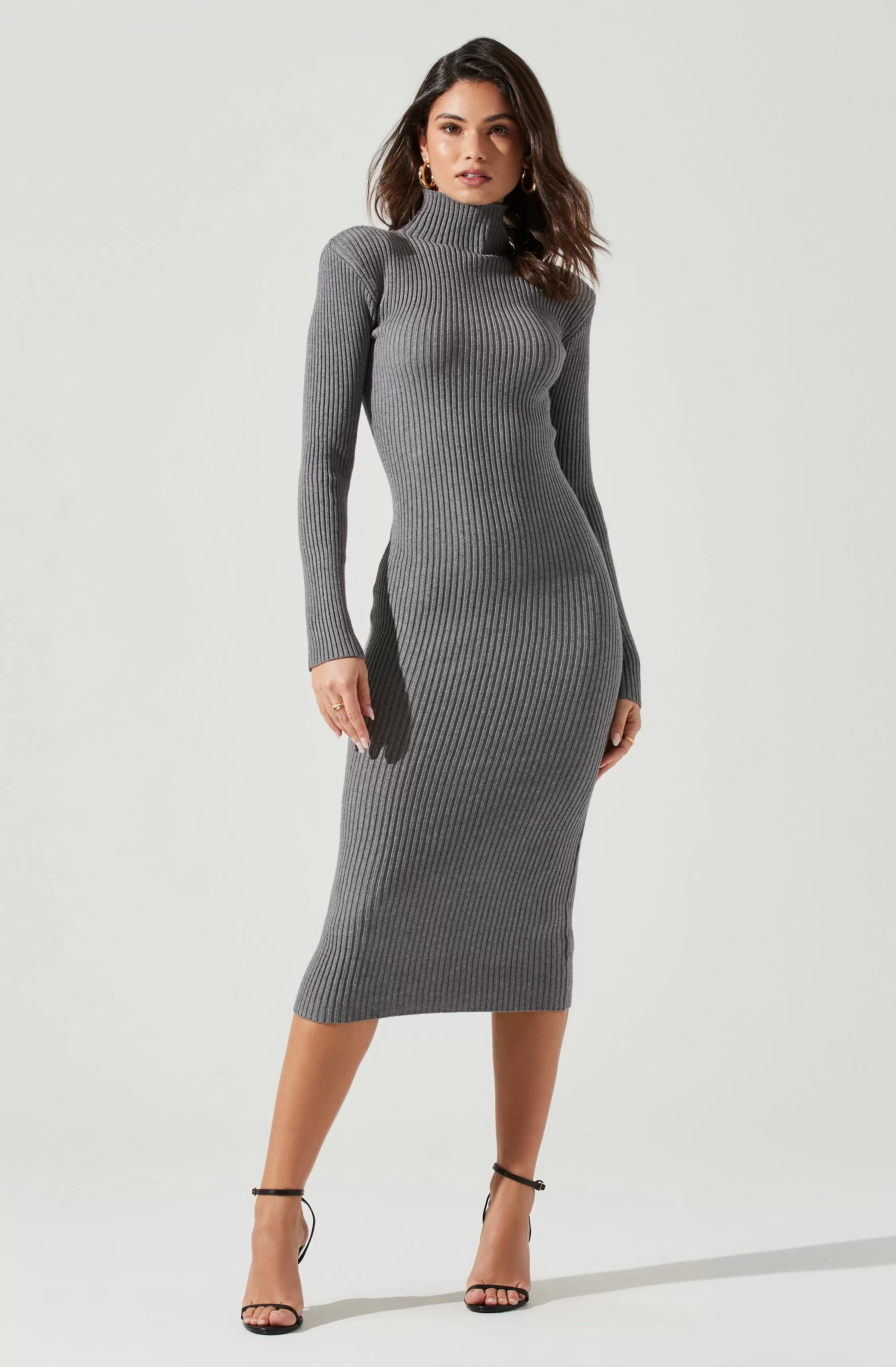 Abilene Long Sleeve Turtleneck Midi Sweater Dress