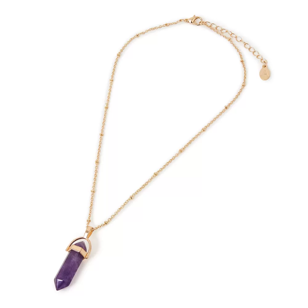 Accessorize London Women's Semi-Precious Stone Pendant Necklace Purple