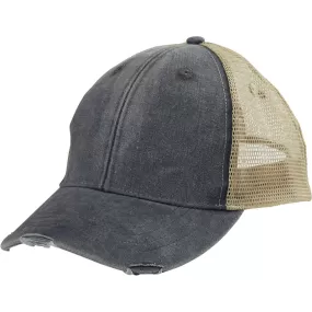 Adams Men's Black/Tan 6-Panel Pigment-Dyed Distressed Trucker Cap