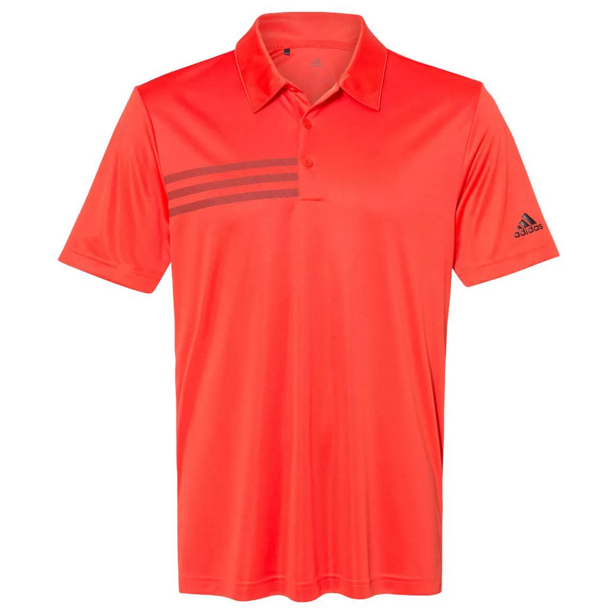 adidas Men's Blaze Orange/Black 3 Stripe Chest Polo