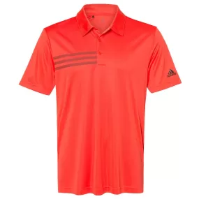 adidas Men's Blaze Orange/Black 3 Stripe Chest Polo