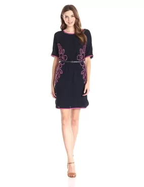 Adrianna Papell - 16PD79730 Embroidered Bateau Neck Column Dress