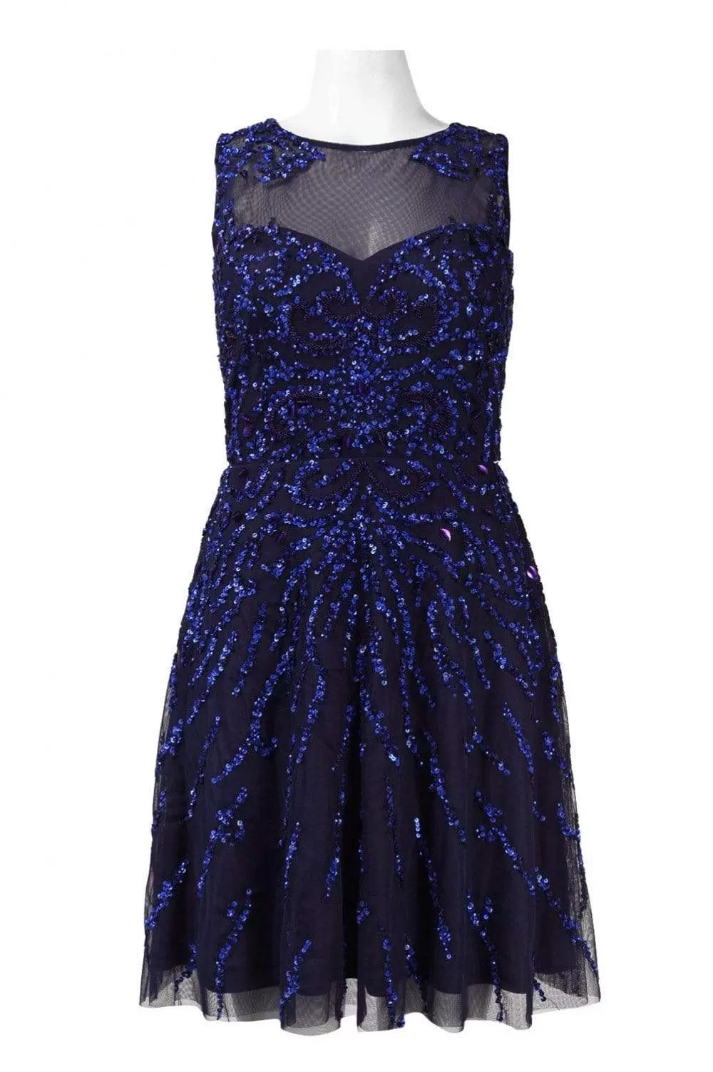 Adrianna Papell - 54465630 Illusion Jewel Sequined Mesh Cocktail Dress