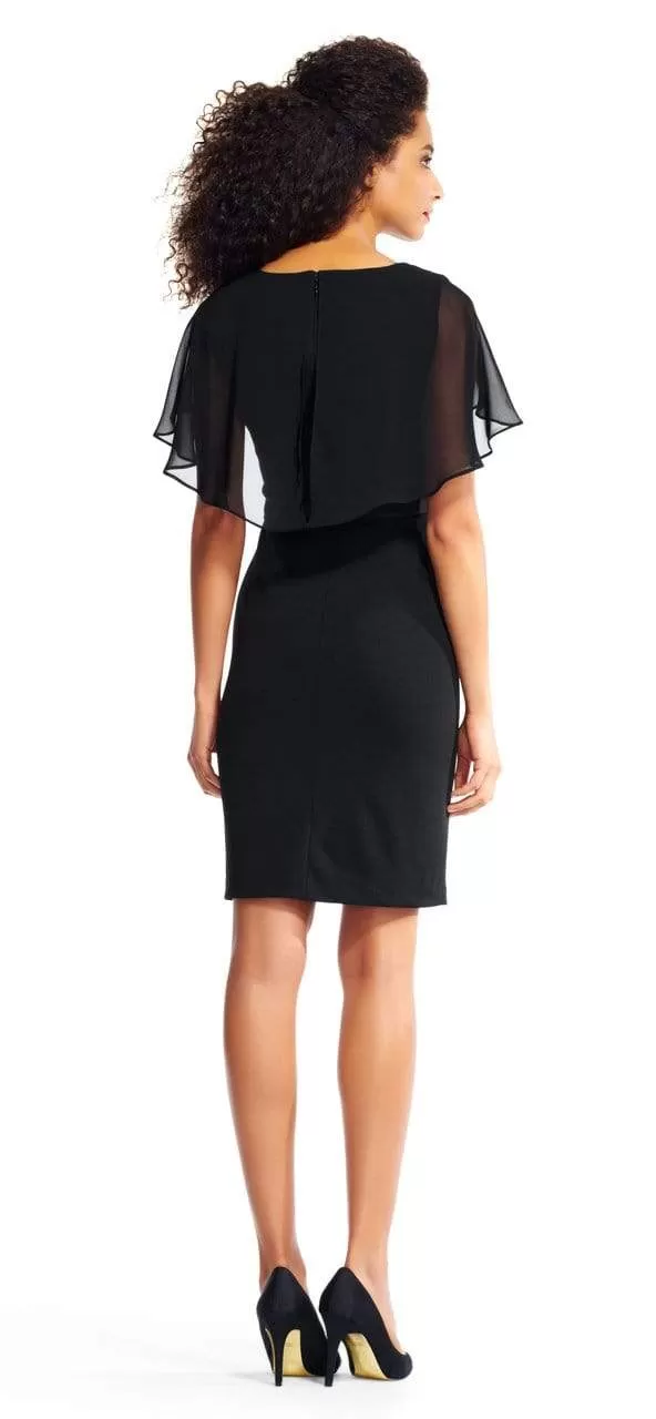 Adrianna Papell - AP1D100542 Sheer Ruffle Cape Little Black Dress