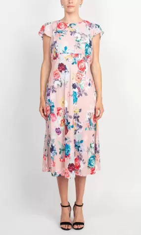 Adrianna Papell AP1D104619 - Floral Jewel Neck Casual Dress