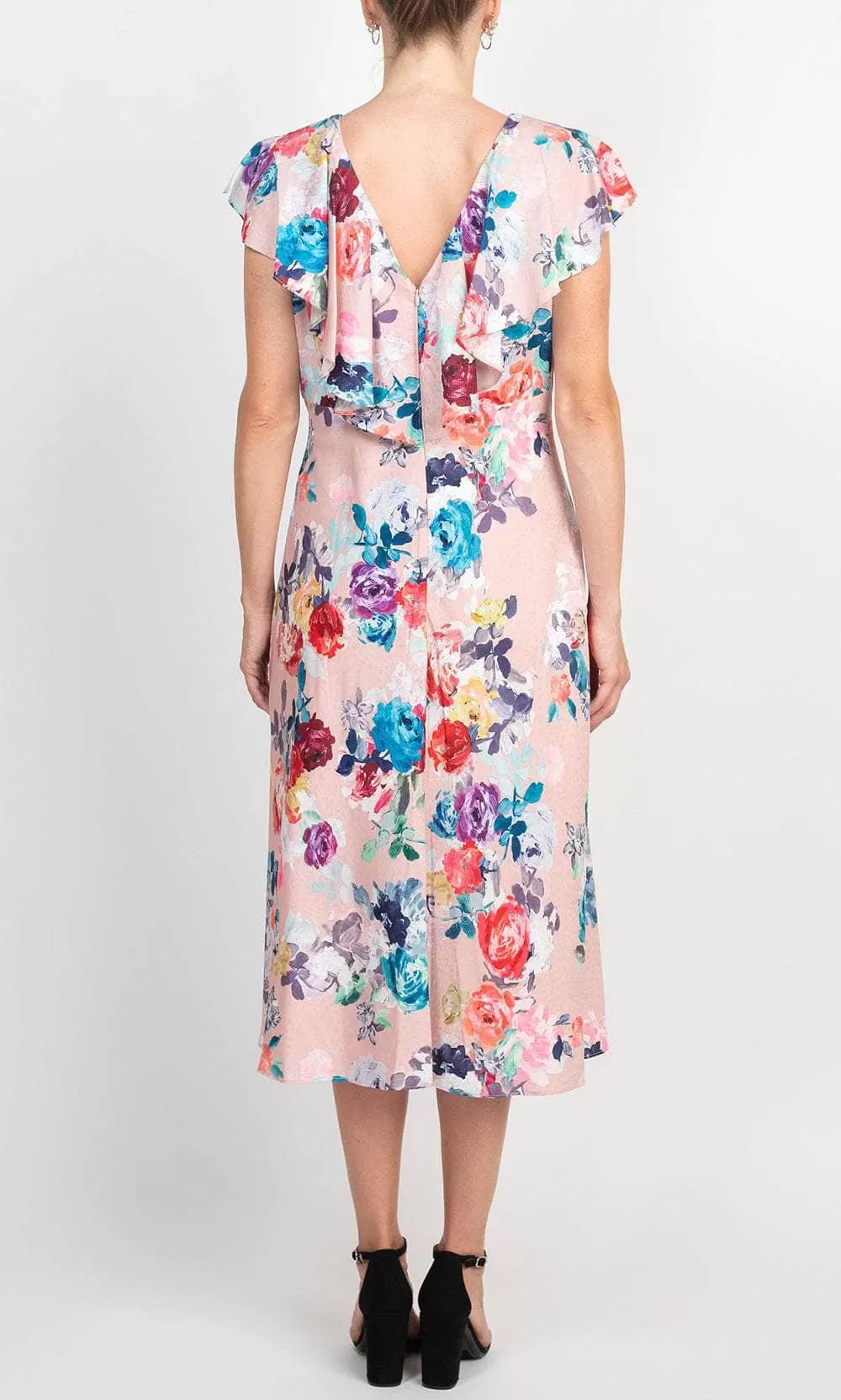 Adrianna Papell AP1D104619 - Floral Jewel Neck Casual Dress