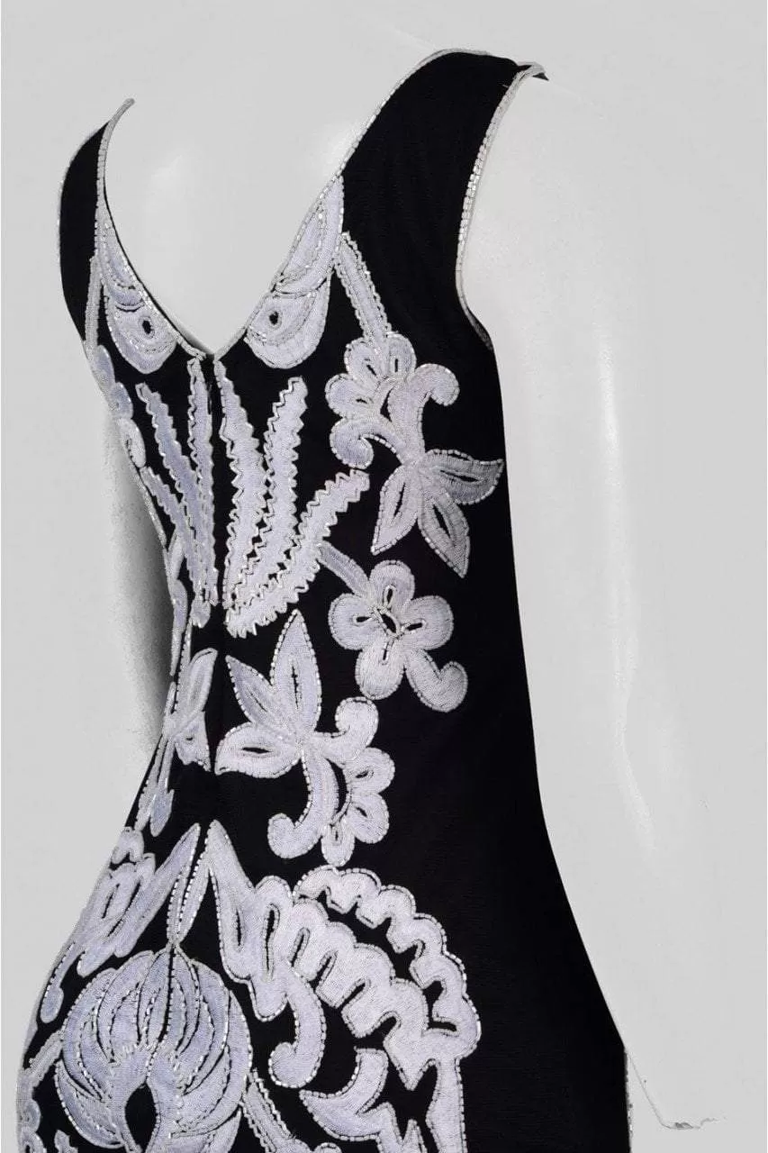 Adrianna Papell - AP1E200676 Embroidered Bateau Sheath Dress