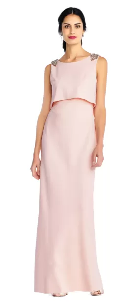 Adrianna Papell - AP1E202958 Embellished Mock Two Piece Sheath Dress