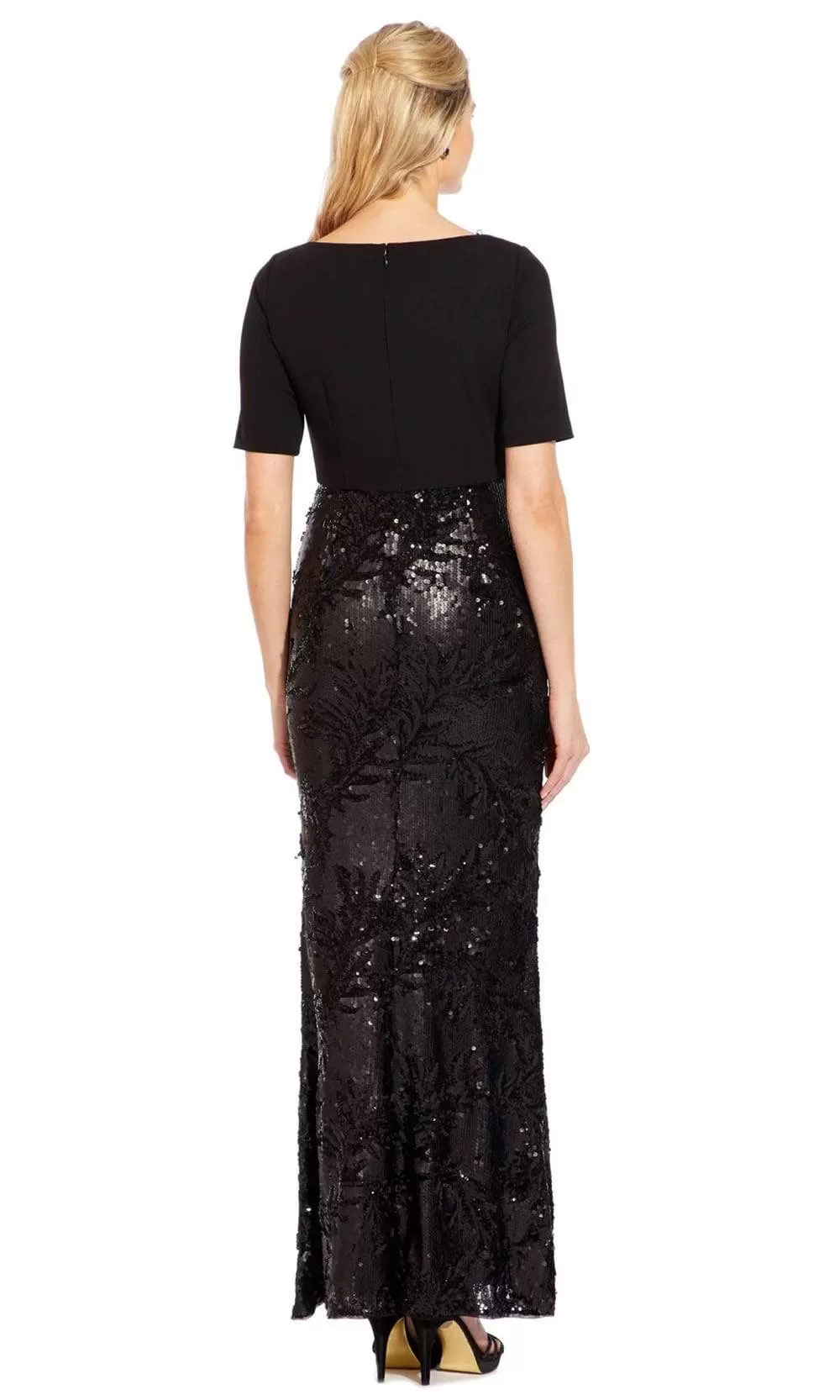 Adrianna Papell - AP1E205644 Crisscross V-Neck Sequined Crepe Dress