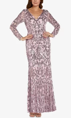 Adrianna Papell AP1E209103 - V Neck Sequined Evening Gown