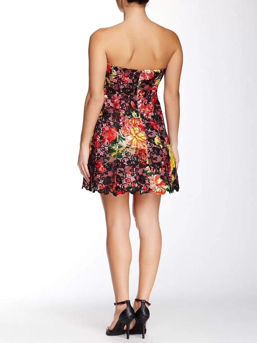 Adrianna Papell - Floral Print Lace Sleeveless Short Dress 41907160