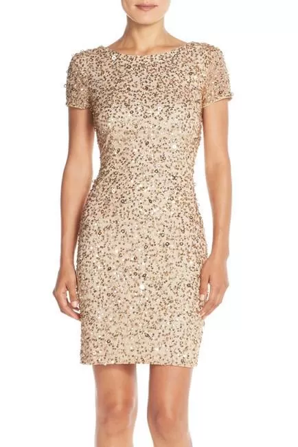 Adrianna Papell - Sequined Mesh Dress 41900220