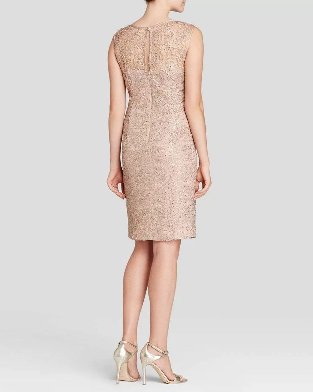 Adrianna Papell - Sleeveless Illusion Lace Cocktail Dress 41889120