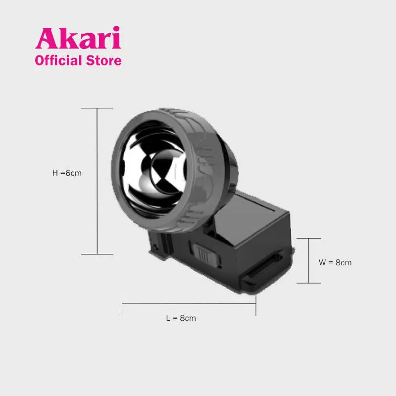 Akari Rechargeable Head Torch with Solar Power (AHL-3362)