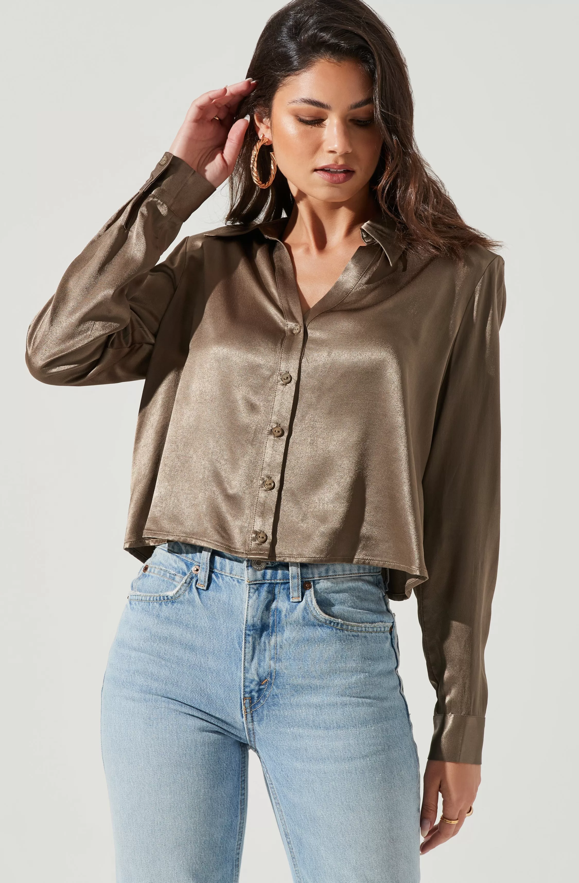 Aldina Open Back Button Down Top