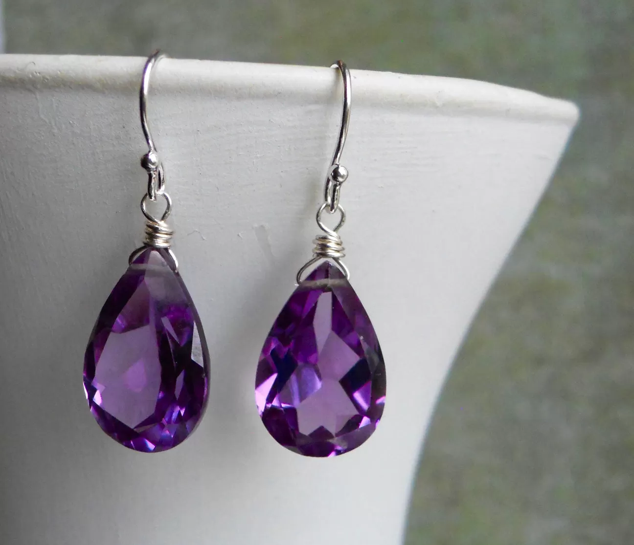 Alexandrite Quartz Color Change Pear Earrings