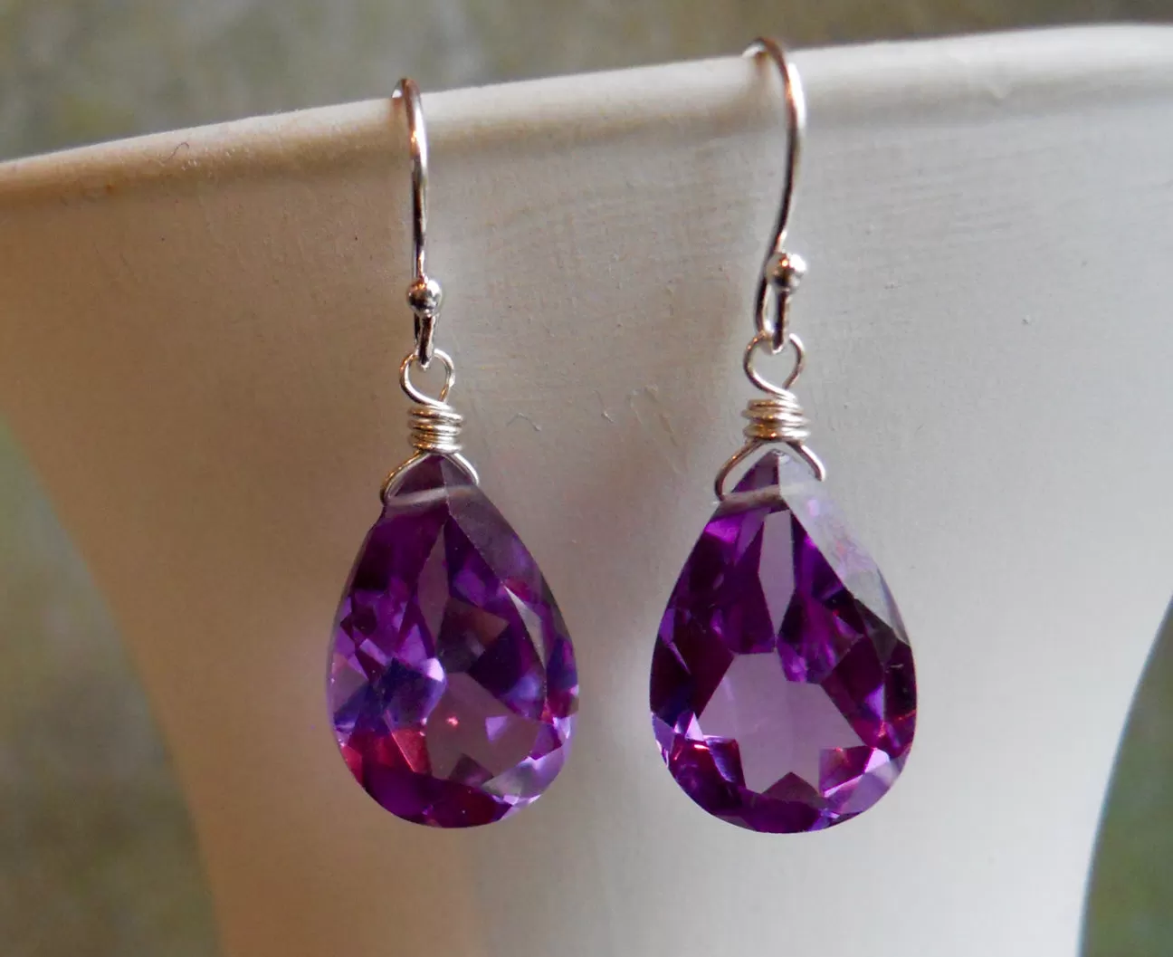 Alexandrite Quartz Color Change Pear Earrings