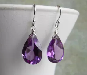 Alexandrite Quartz Color Change Pear Earrings