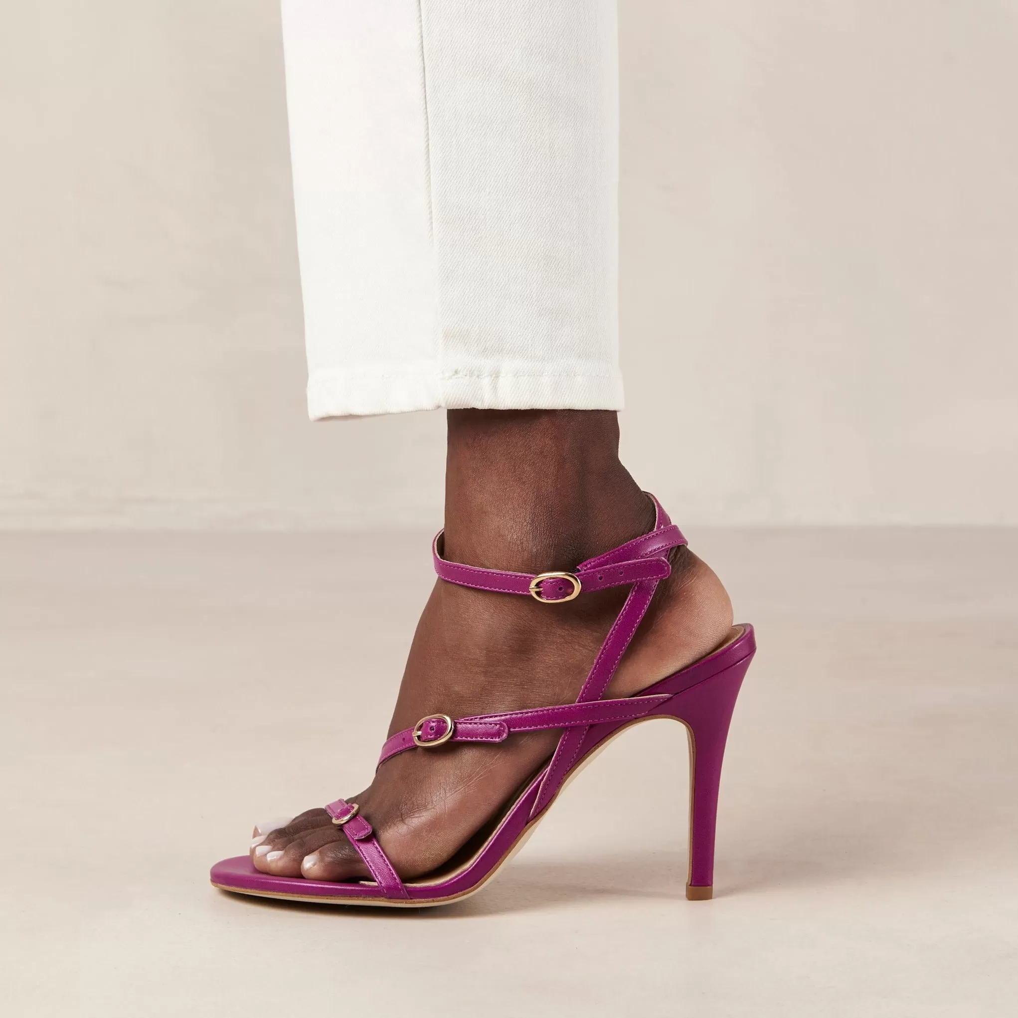 Alyssa Purple Leather Sandals