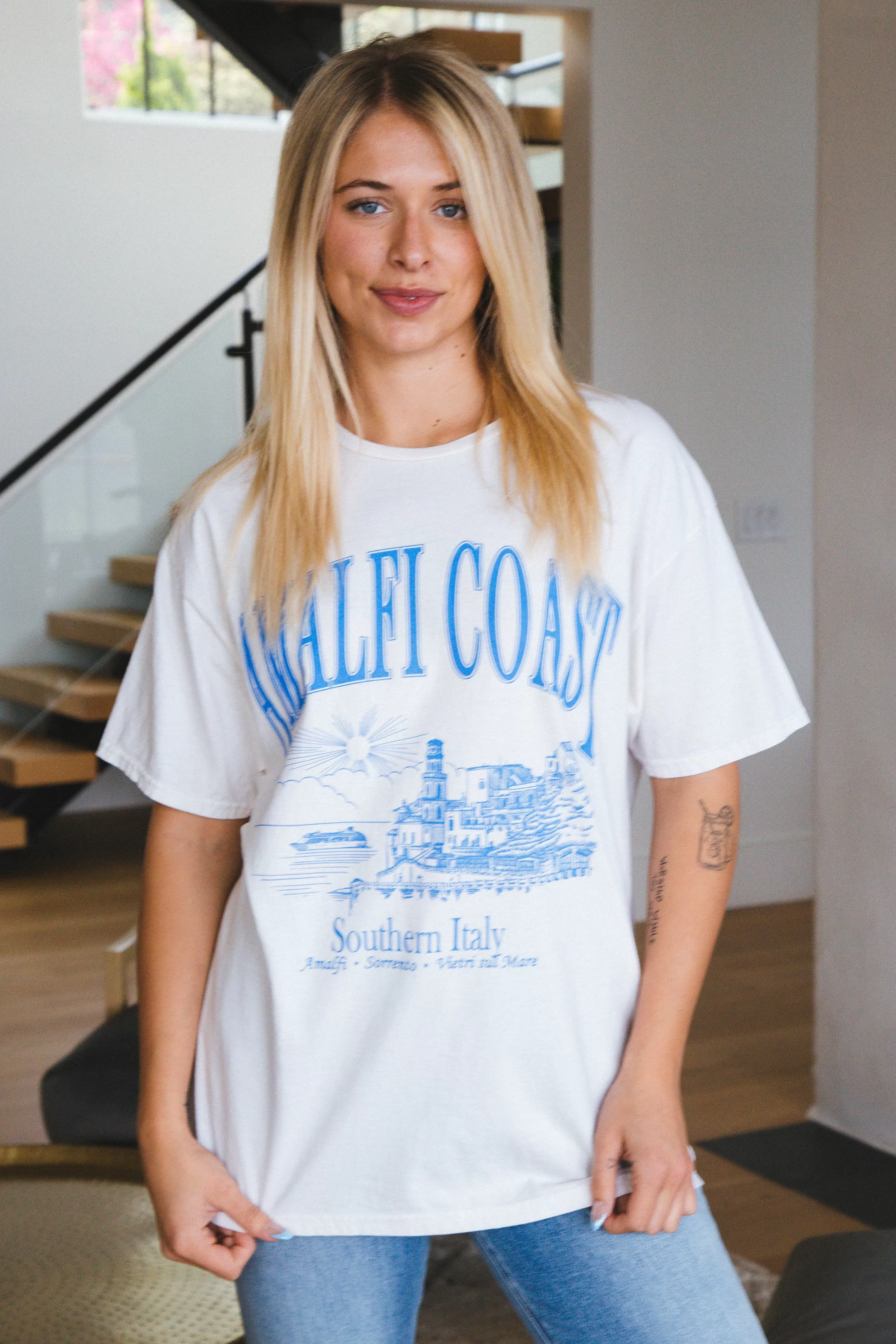 Amalfi Coast Graphic Tee, Cream