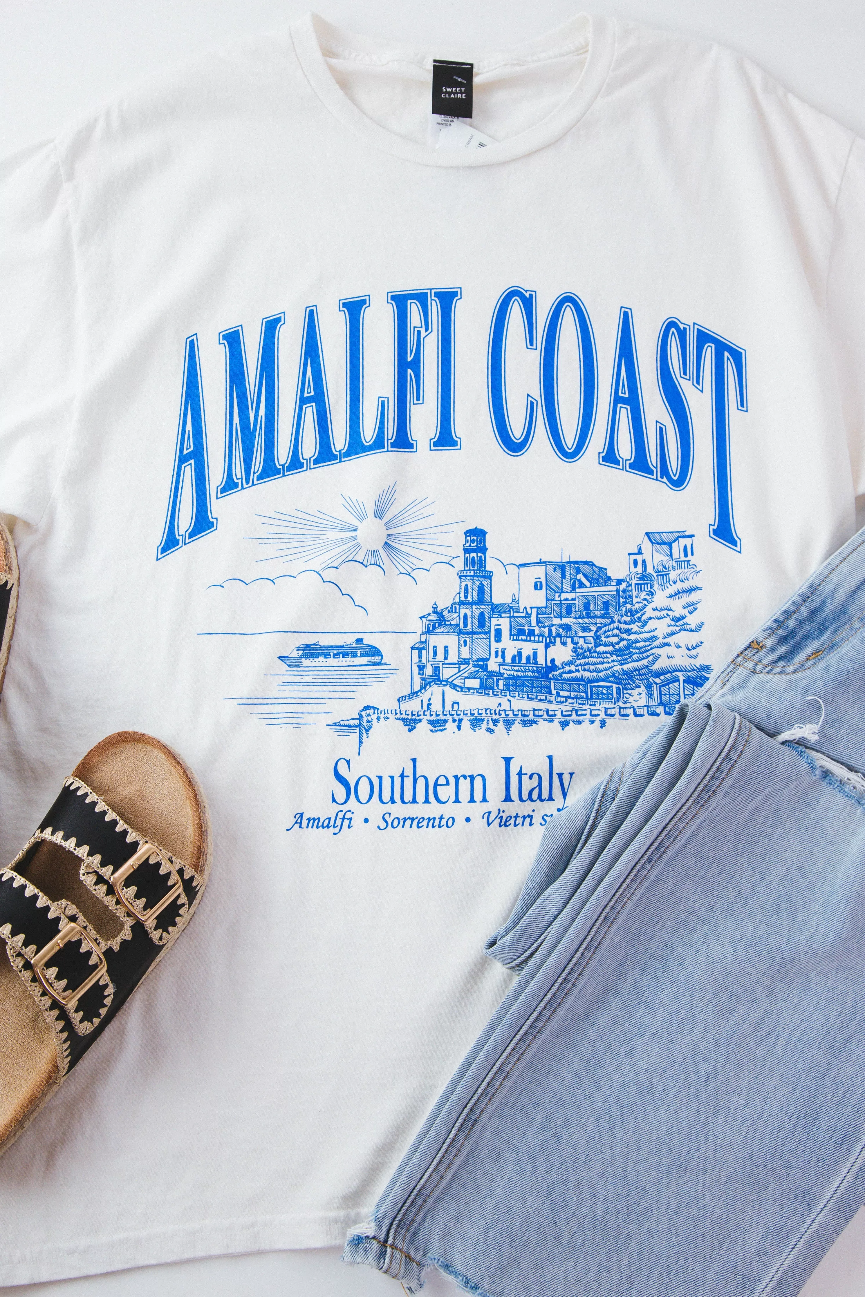 Amalfi Coast Graphic Tee, Cream