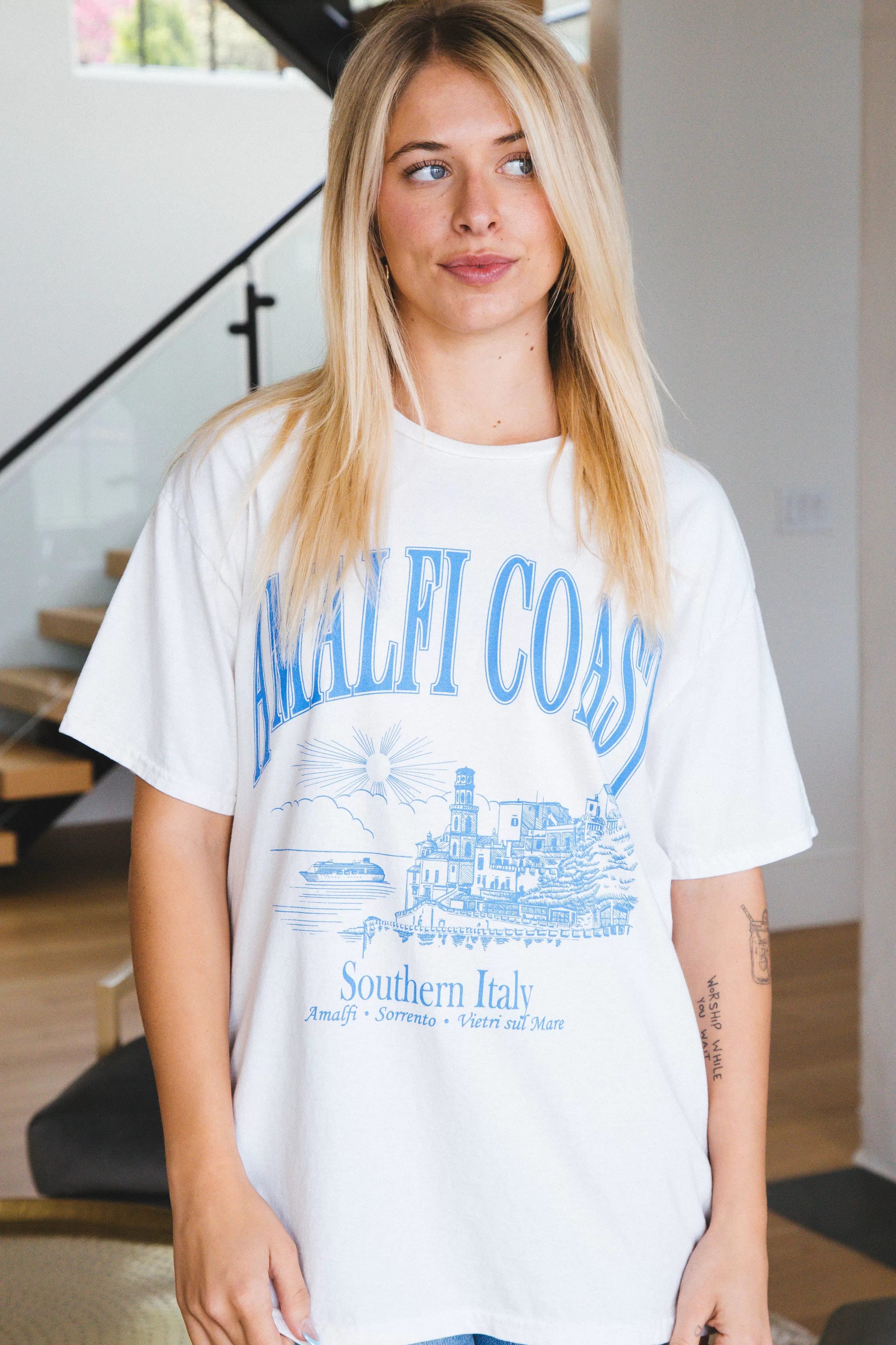 Amalfi Coast Graphic Tee, Cream