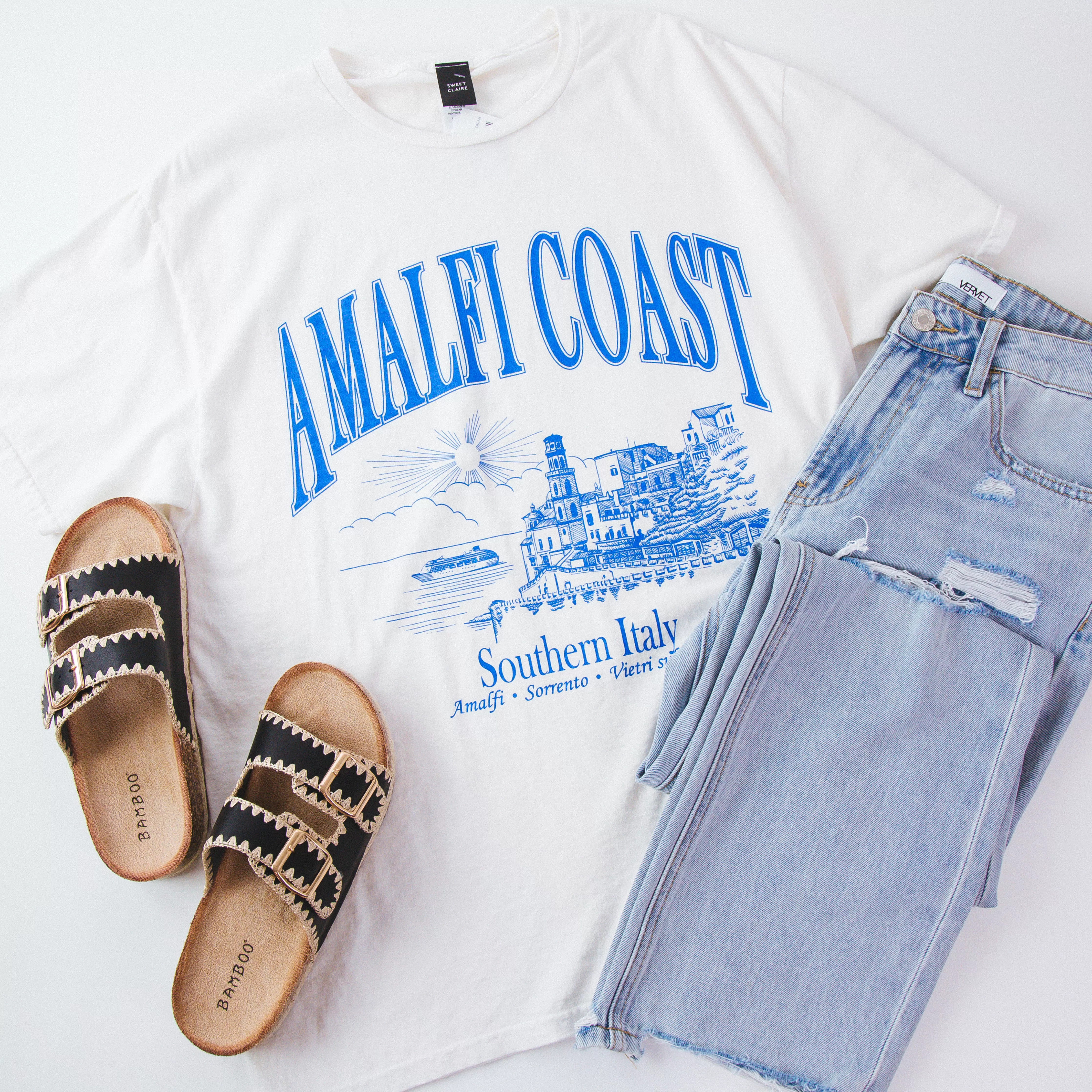 Amalfi Coast Graphic Tee, Cream