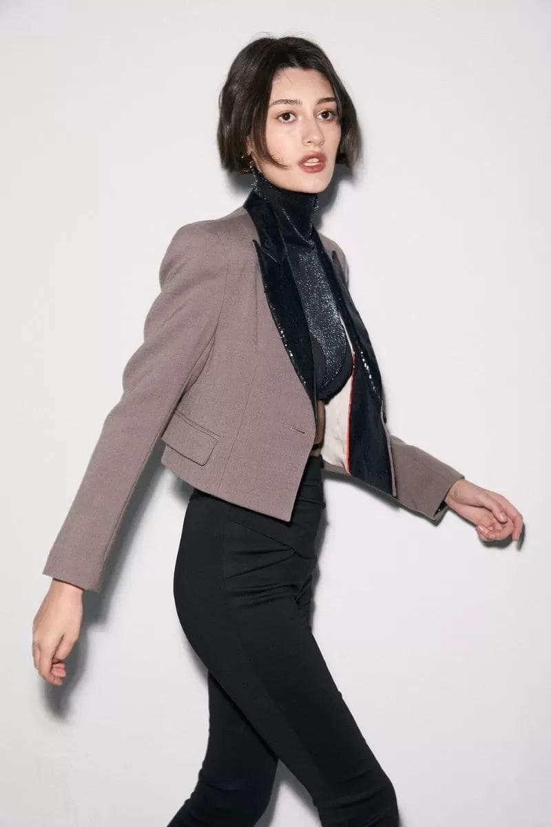 ANGÈLE GRAY CROPPED JACKET