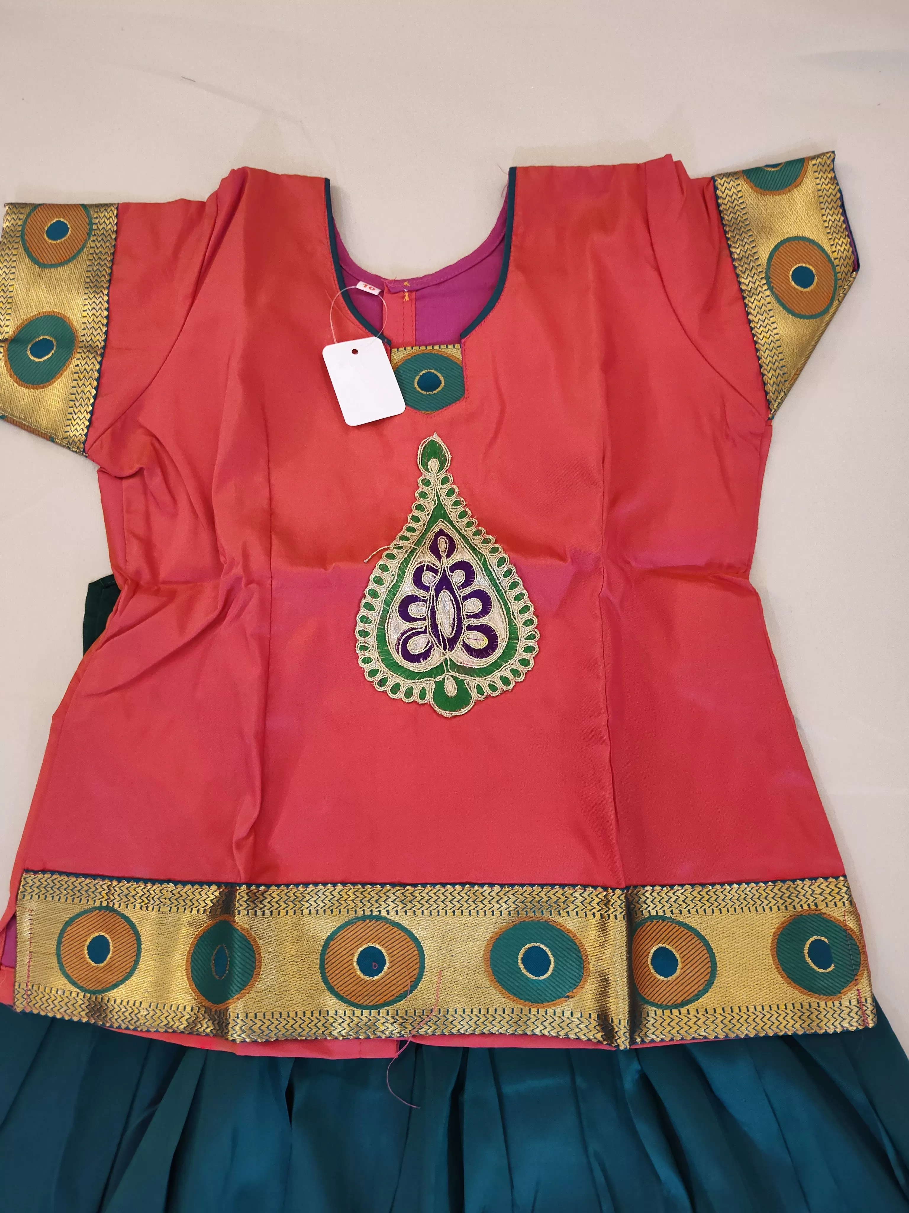 Appealing Green Color Embroidered Work Silk Langa Set