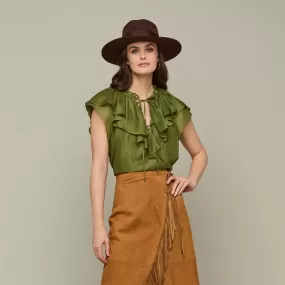 Aria Ruffle Blouse :: Olive