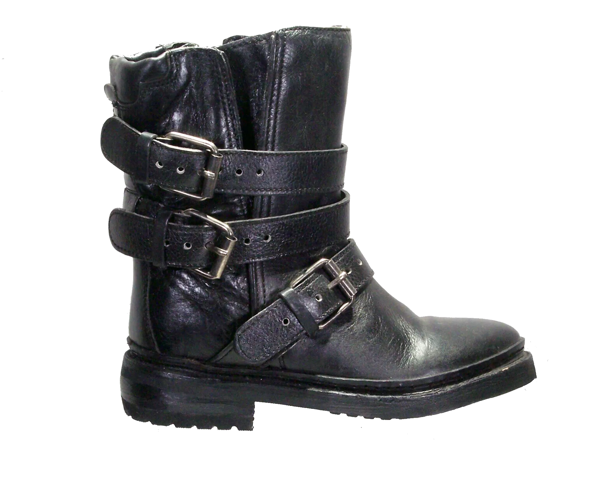 ASH  Women's • Emmy  • Motorcycle Boot - Black Leather 36.5M