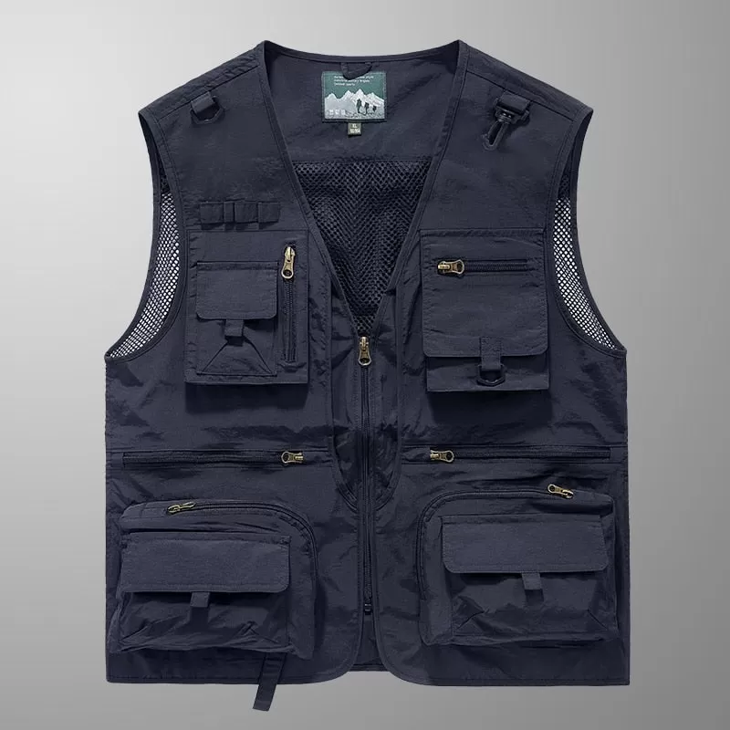 Ashore Shop New Spring Autumn Men Multi Pockets Quick Drying Sleeveless Vest Men Outdoor Sports Waistcoat Camping Fishing Jackets Male