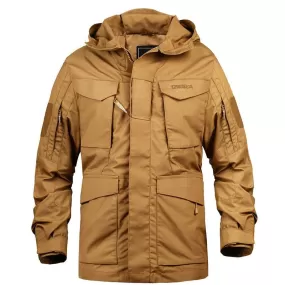 AshoreShop Men's Windbreaker Tactical Field Jacket Hooded