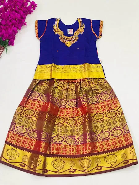 Attractive Violet Color Langa Set For Girl Kids