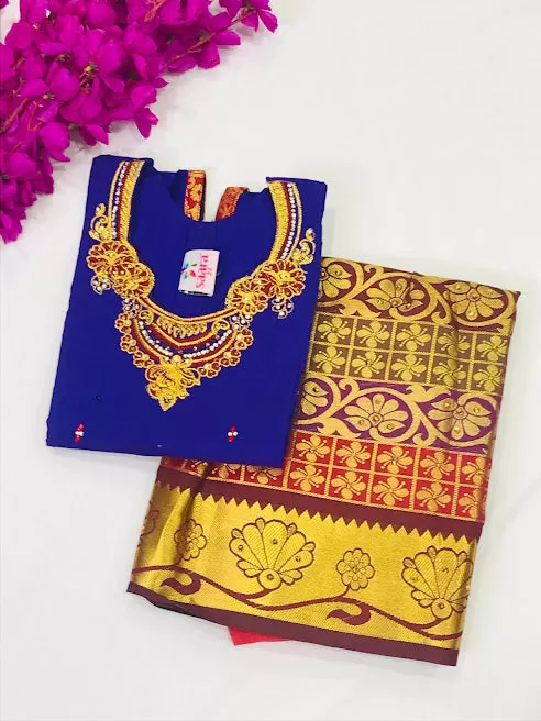 Attractive Violet Color Langa Set For Girl Kids