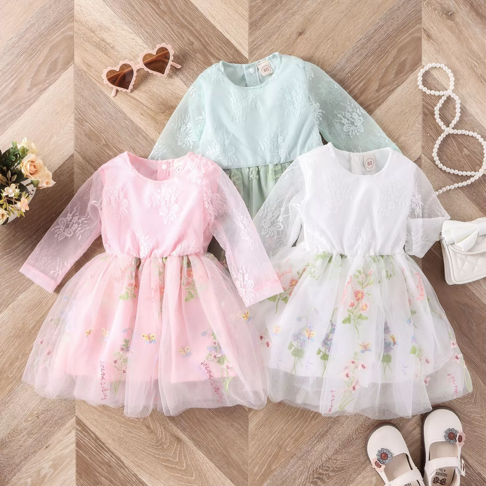 Baby Kid Girls Flower Embroidered Dresses Wholesale 24011123