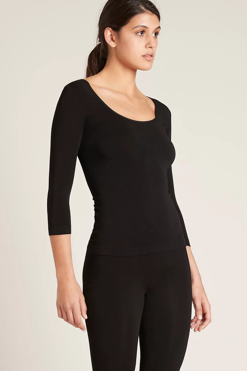 Bamboo 3/4 Sleeve Top - Black, White