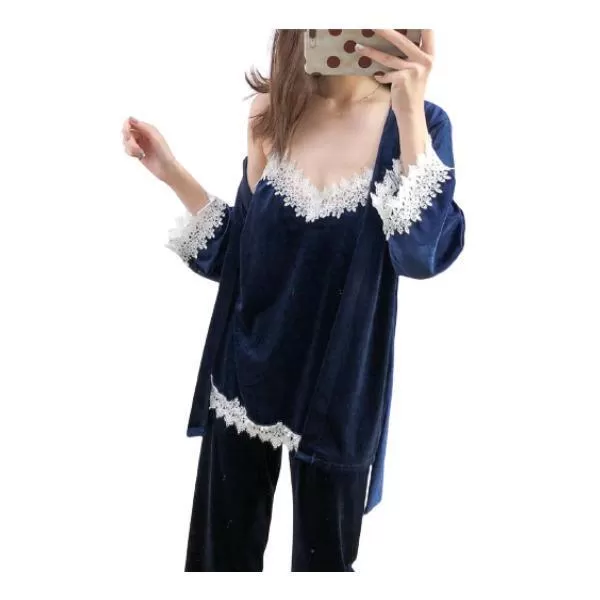 Best Nightwear in winter  3 Piece Velvet Pajama Set For Women