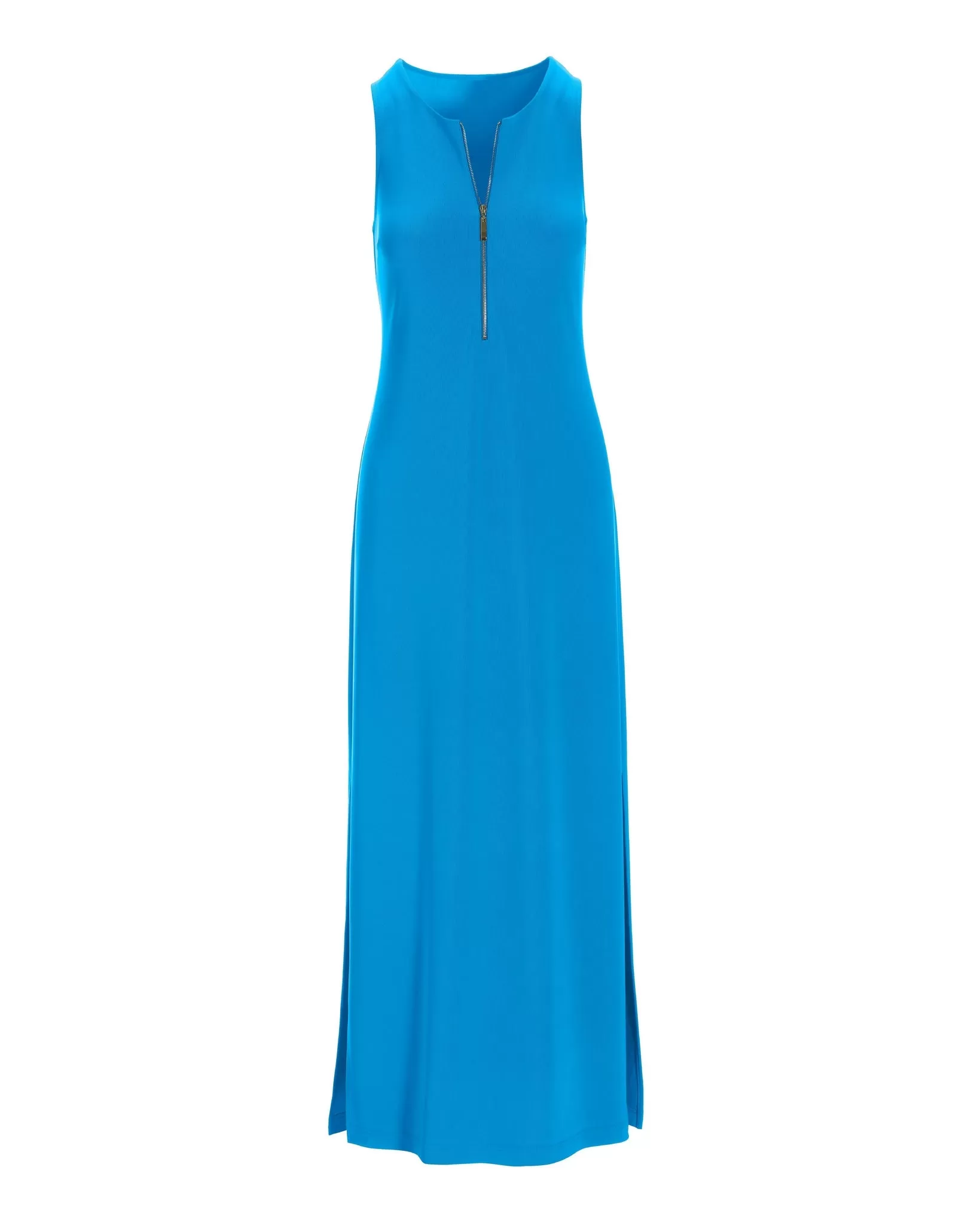 Beyond Travel Zipper Maxi Dress Malibu Blue