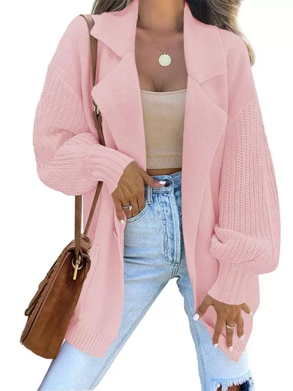 Big Collar  Women Cardigan Sweater